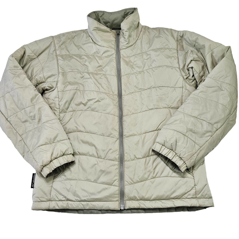 Columbia Women's Sage Green Reversible Puffer Zip Up Jacket. Size L